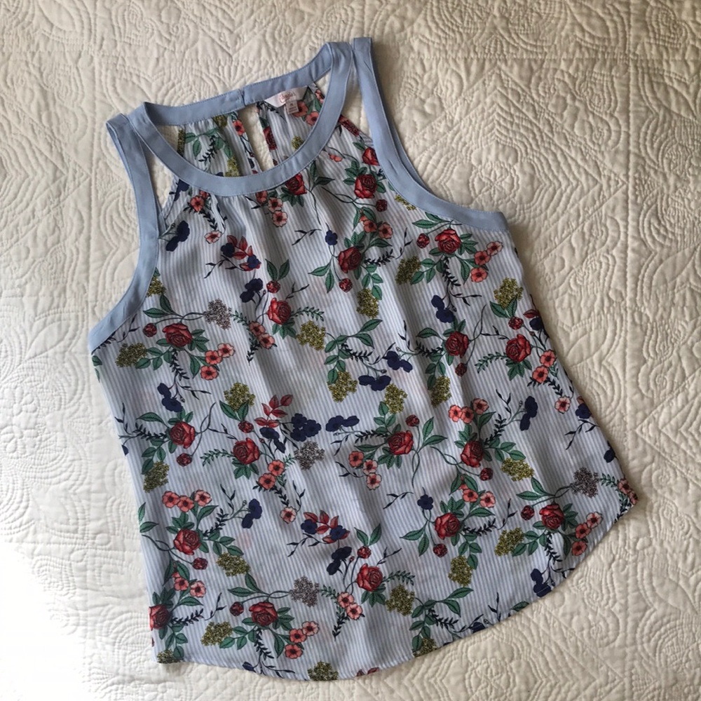 🌷 Romantic Floral Striped Strappy Tank